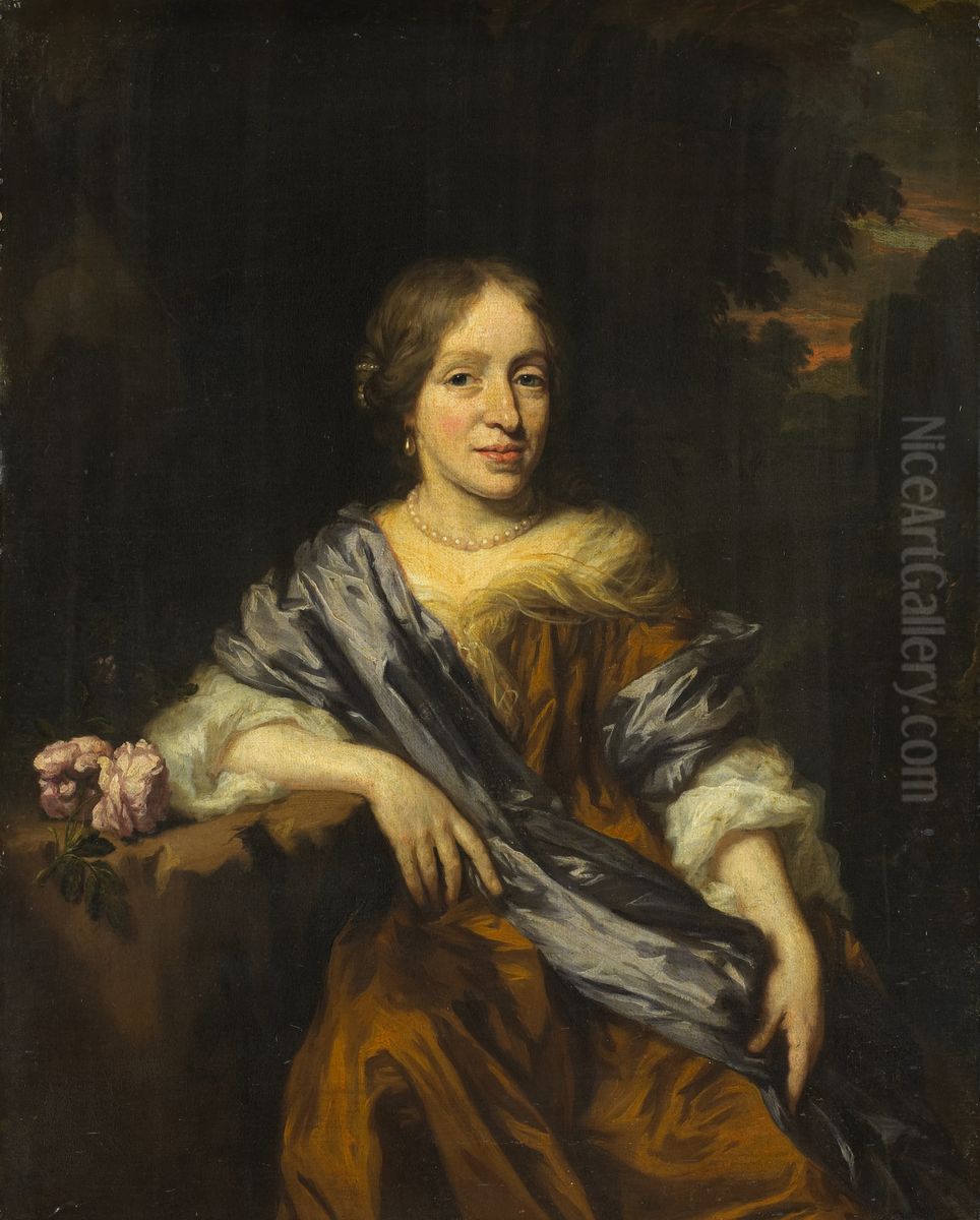 Catharina Pottey (1641-1718). Zuster van Willem en Sara Pottey Oil Painting by Nicolaes Maes