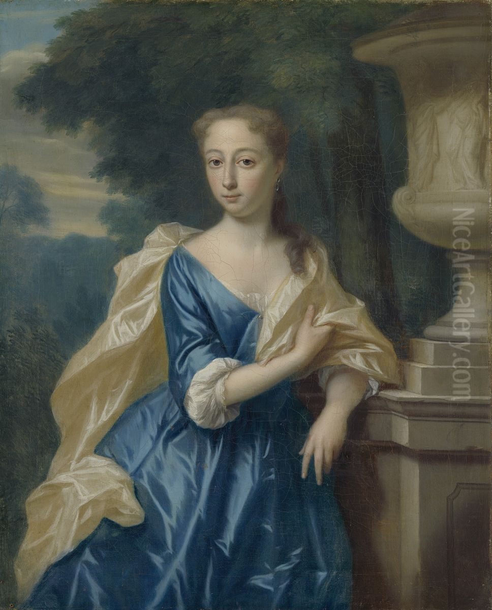 Justina Johanna Ramskrammer (1702-98). Echtgenote van Isaac Parker Oil Painting by Philip van Dijk