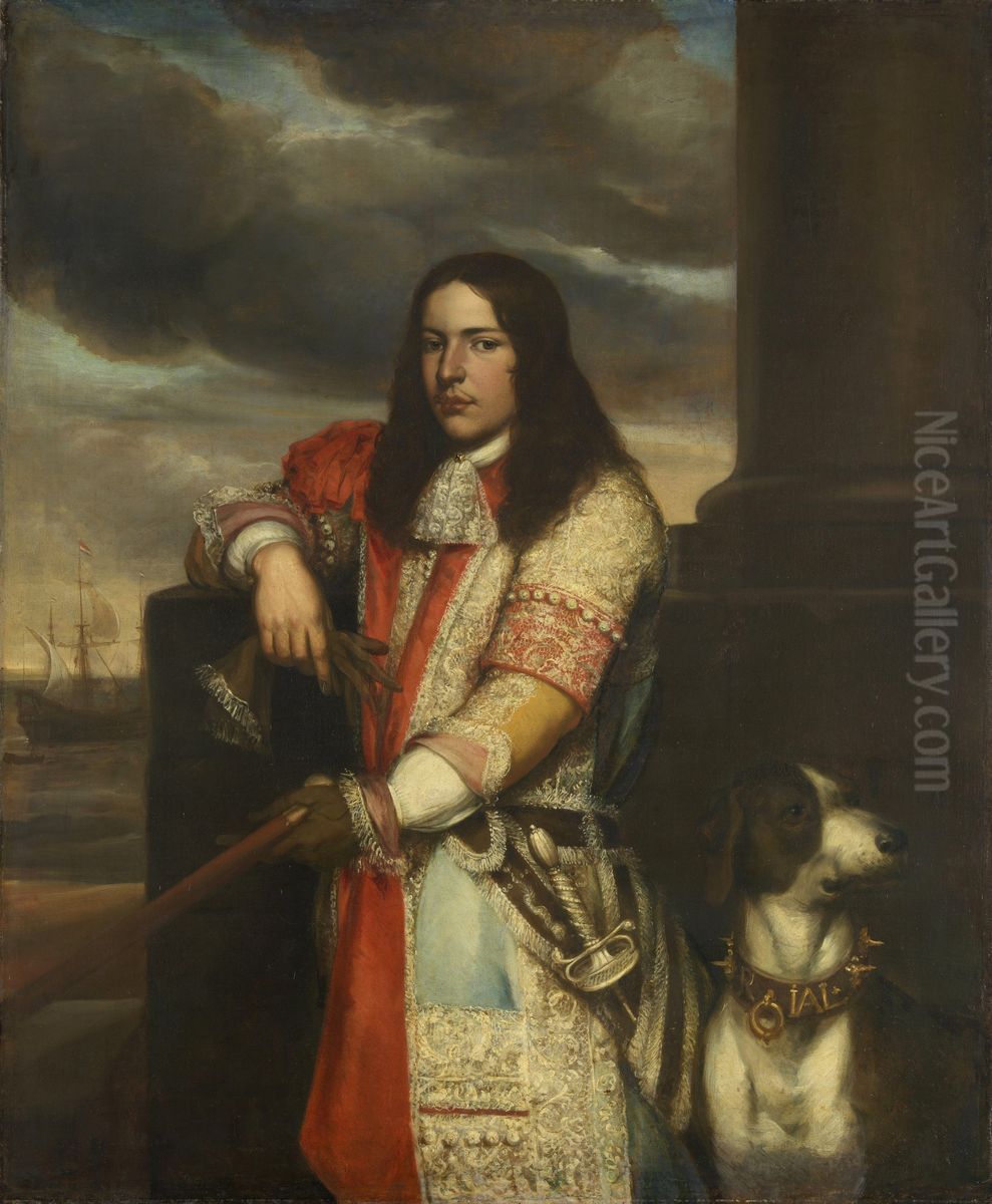 Engel de Ruyter (1649-83). Vice-admiraal, zoon van Michiel Adriaensz de Ruyter Oil Painting by Jan Andrea Lievens