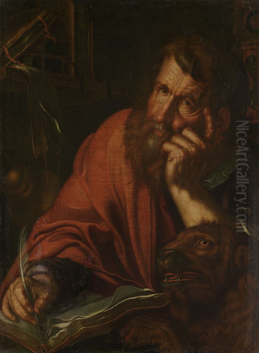 De evangelist Marcus Oil Painting by Joachim Wtewael (Uytewael)