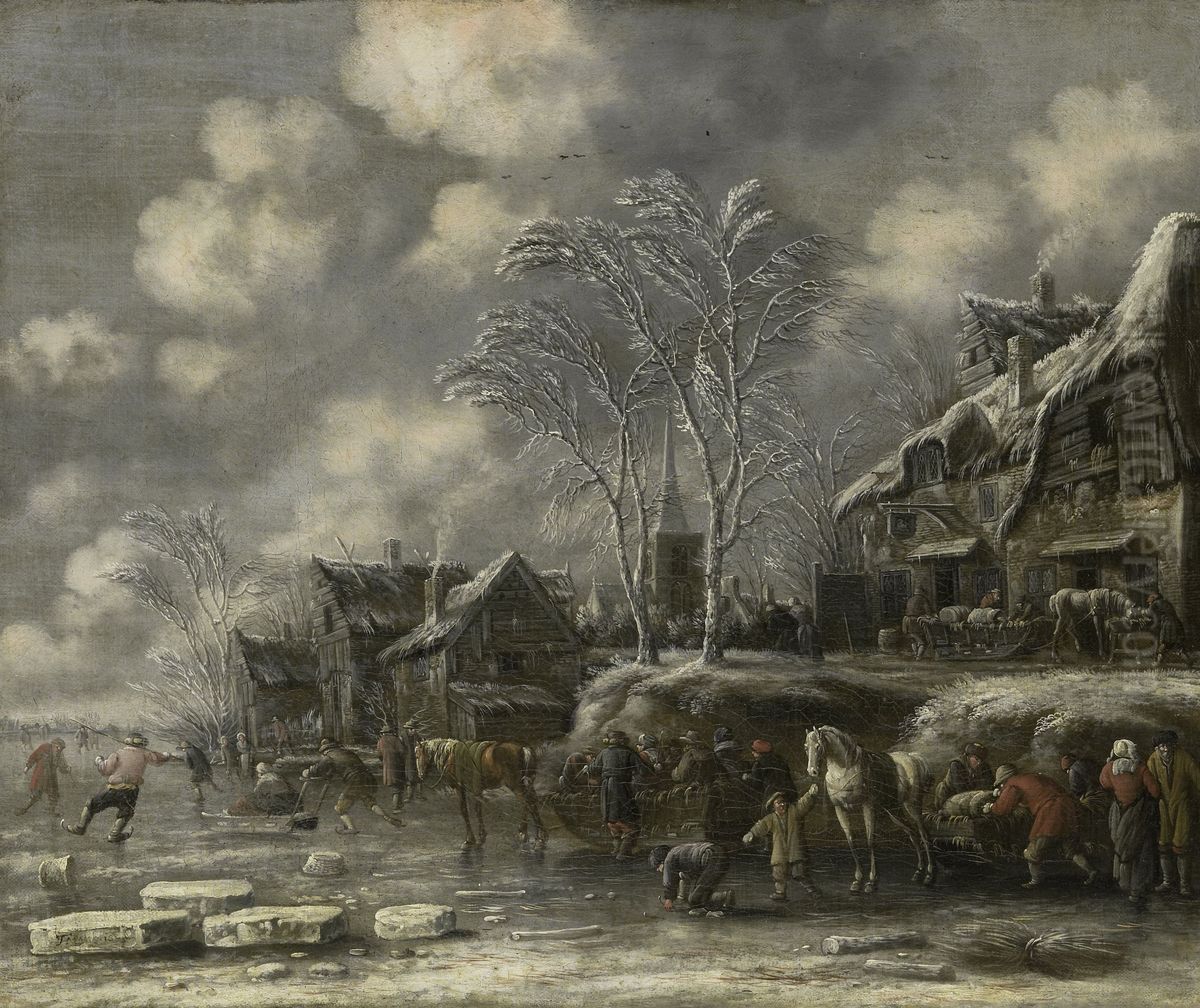 Wintergezicht Oil Painting by Thomas Heeremans