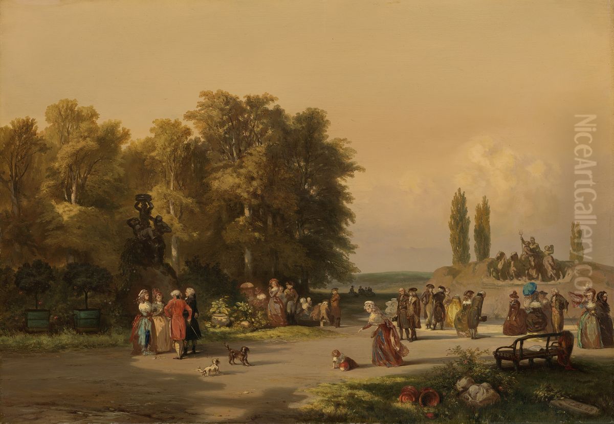 Park in the Vicinity of Paris Oil Painting by Charles Rochussen