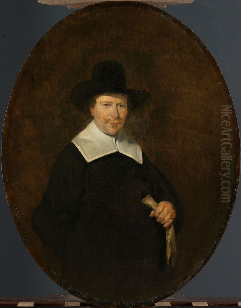 Gerard Abrahamsz van der Schalcke (1609-67). Haarlem Cloth Merchant Oil Painting by Gerard Ter Borch