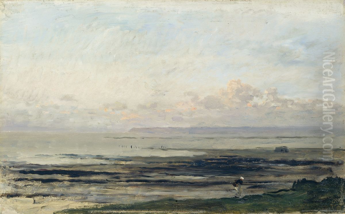 Beach at Low Tide Oil Painting by Charles-Francois Daubigny
