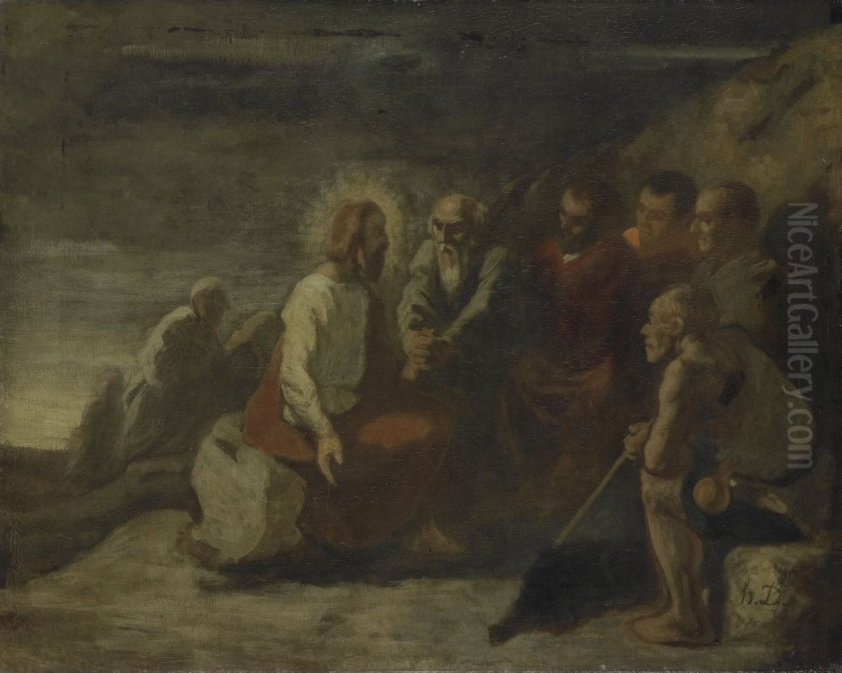 Christus en zijn discipelen Oil Painting by Honore Daumier