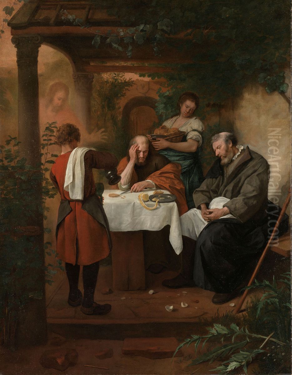 De Emmausgangers Oil Painting by Jan Steen