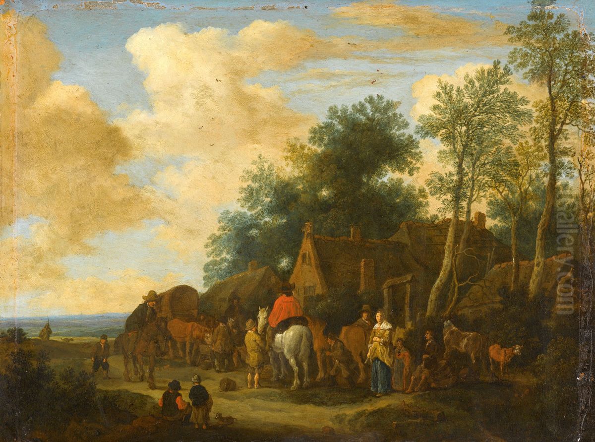 Halte bij een herberg Oil Painting by Pieter De Molijn