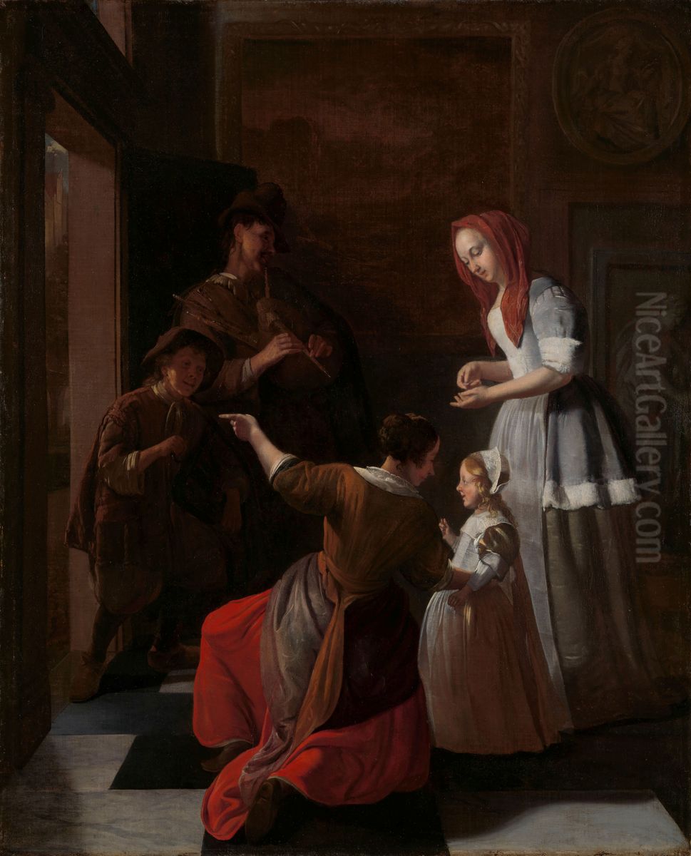 De speellieden Oil Painting by Jacob Ochtervelt