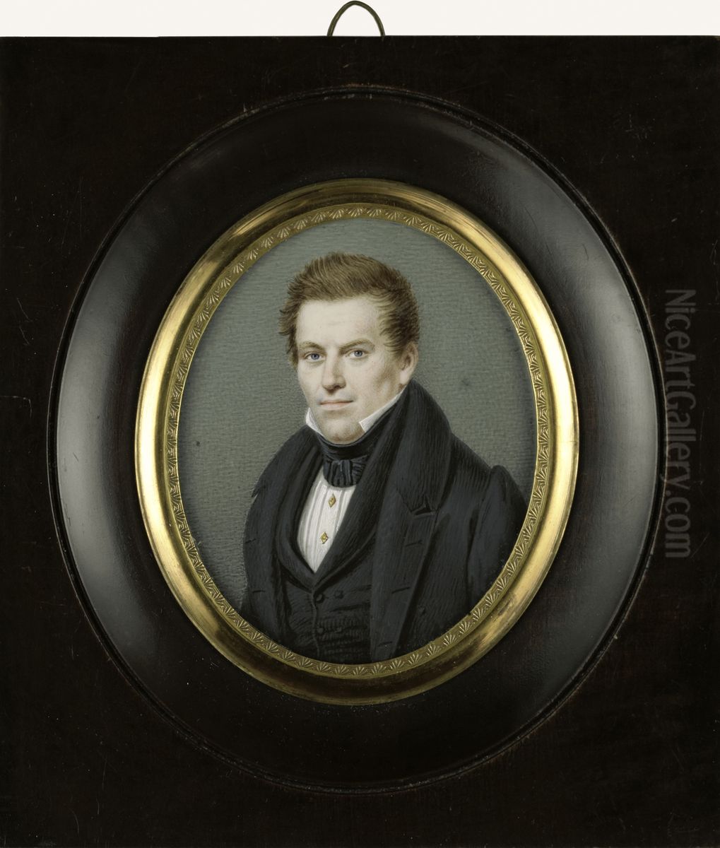 George Frederik Diederichs (1799-1862). Boekhandelaar te Amsterdam Oil Painting by Willem Grebner
