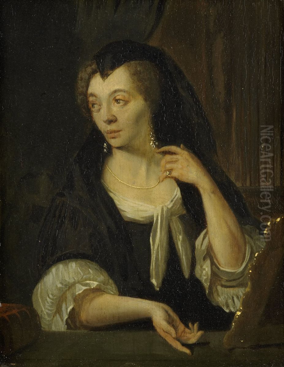Portrait of Anna de Hooghe (1645-1717) Oil Painting by Ludolf Bakhuizen