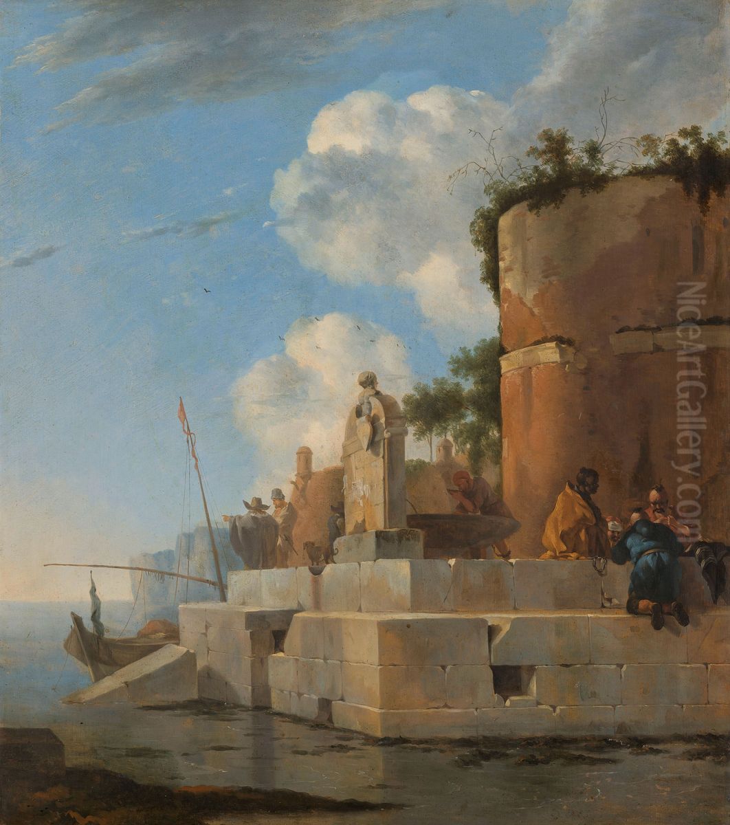 A Coastal Ruin in Italy Oil Painting by Jan Asselijn