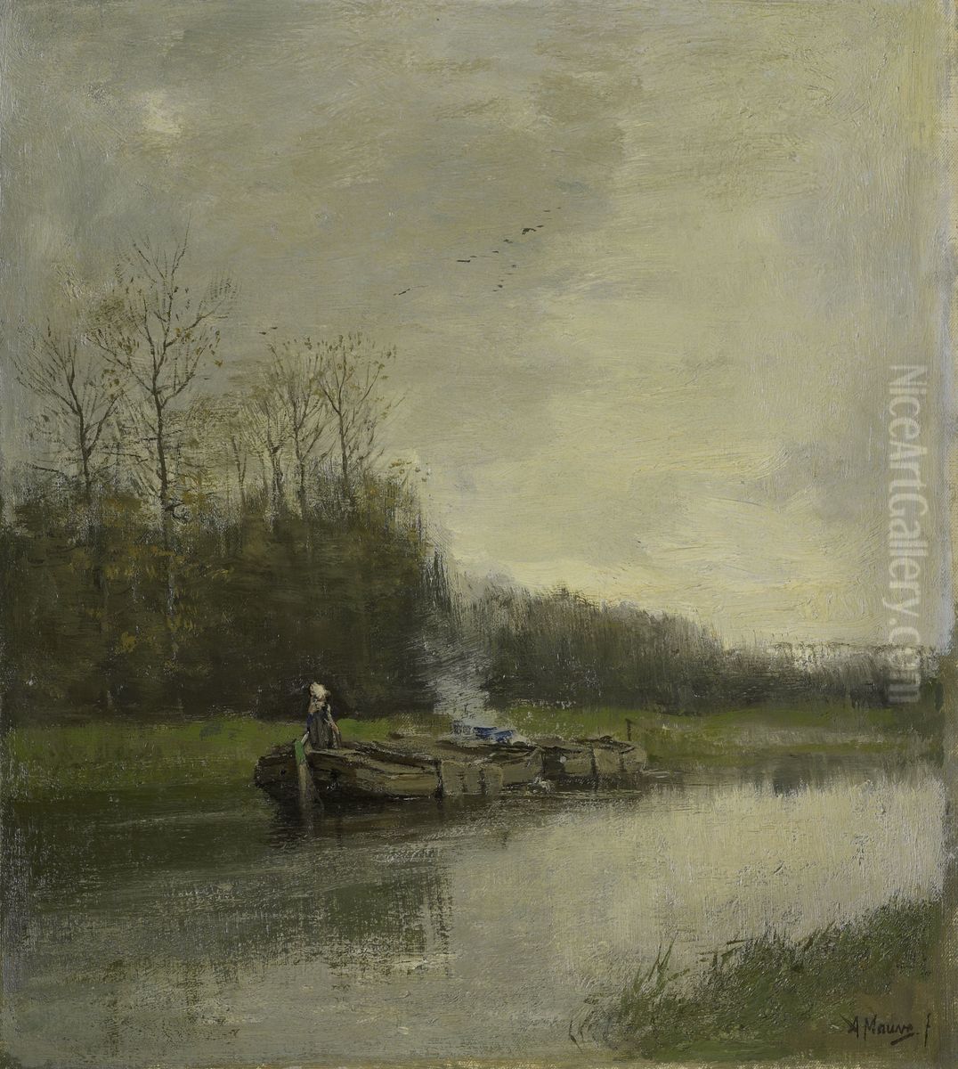 Trekvaart Oil Painting by Anton Mauve