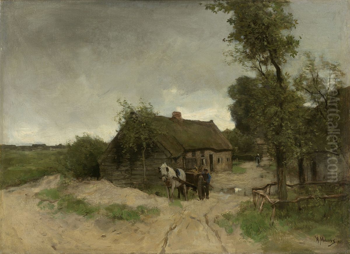 Huisje aan de zandweg Oil Painting by Anton Mauve