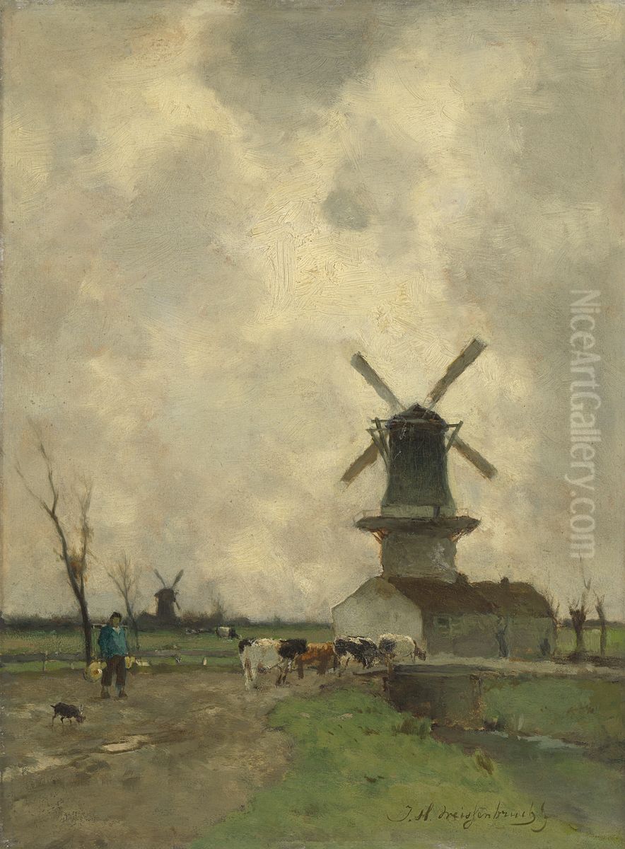 The Mill Oil Painting by Johan Hendrik Weissenbruch