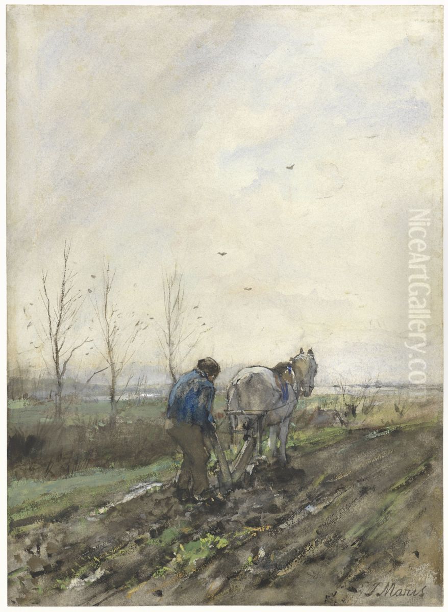 Ploegende boer Oil Painting by Jacob Maris