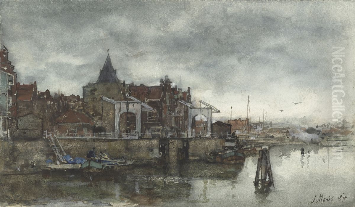Die Buitenkant mit dem Schreierstoren in Amsterdam Oil Painting by Jacob Maris