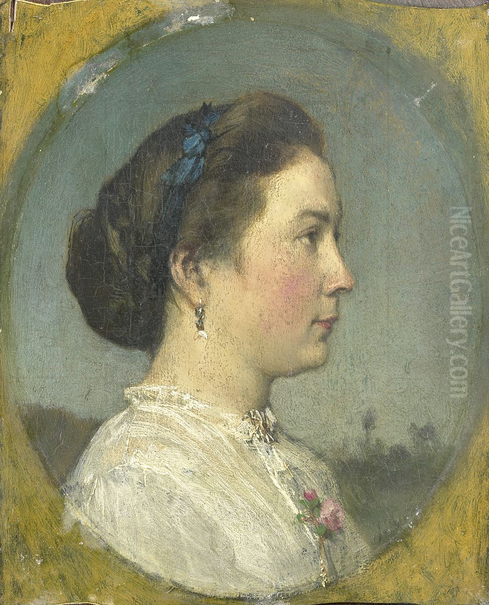 Catharina Hendrika Horn (1841-1905). Echtgenote van de schilder Oil Painting by Jacob Maris