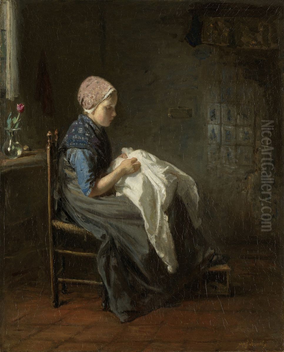 The Little Seamstress Oil Painting by Jozef Israels