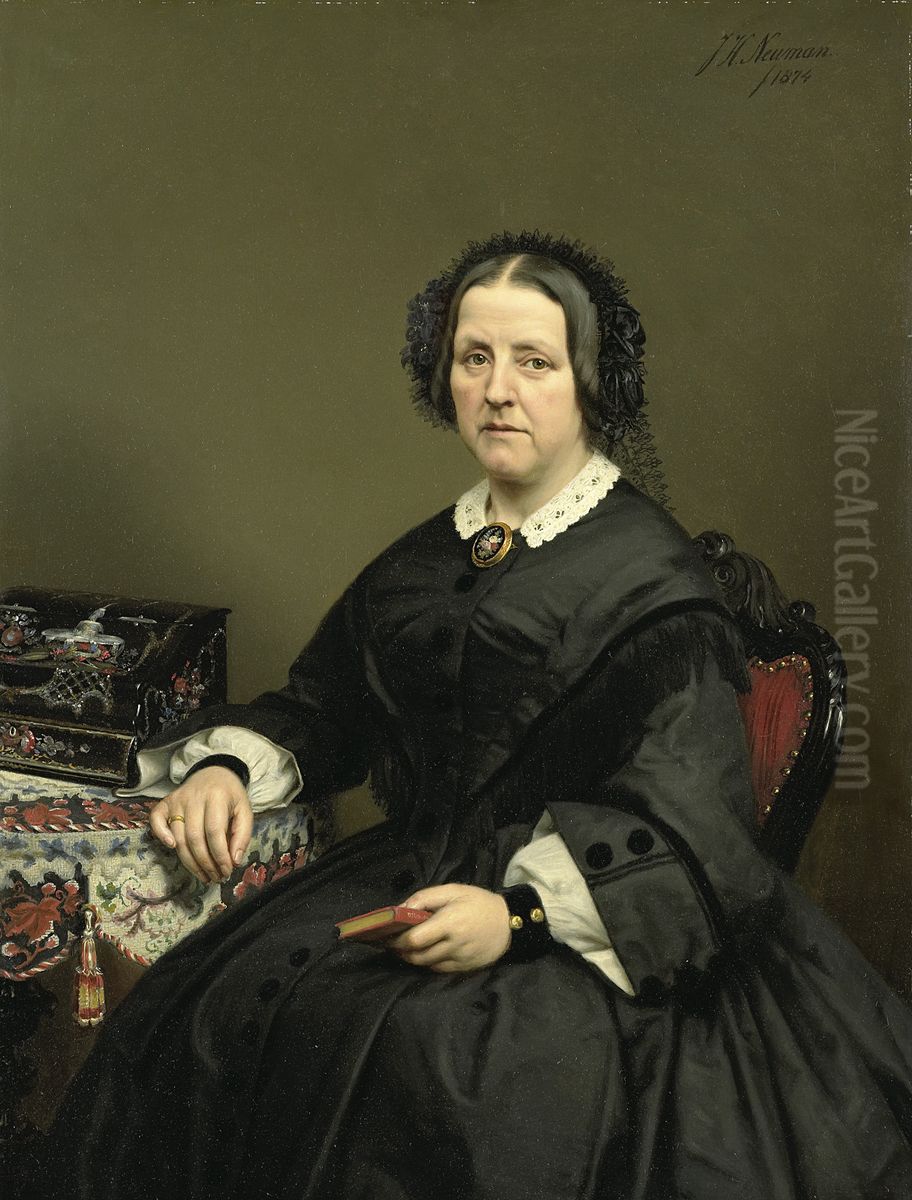 Wilhelmina Margaretha van den Bosch (1807-74). Echtgenote van Gerard Johan Verloren van Themaat Oil Painting by Johan Heinrich Neuman