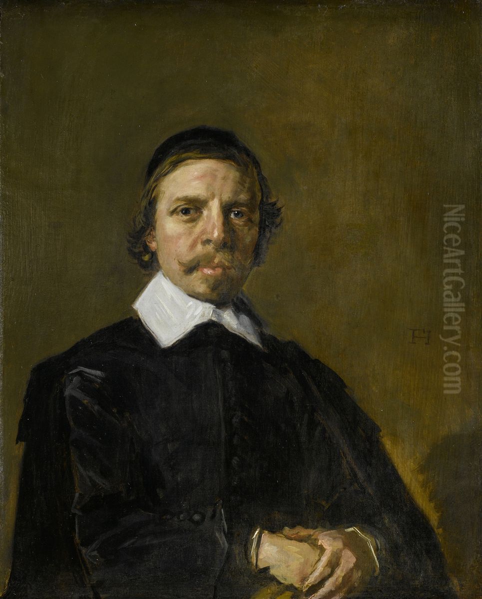 Portrait of a man, possibly a minister Oil Painting by Frans Hals