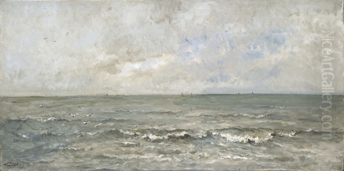 Seascape Oil Painting by Charles-Francois Daubigny