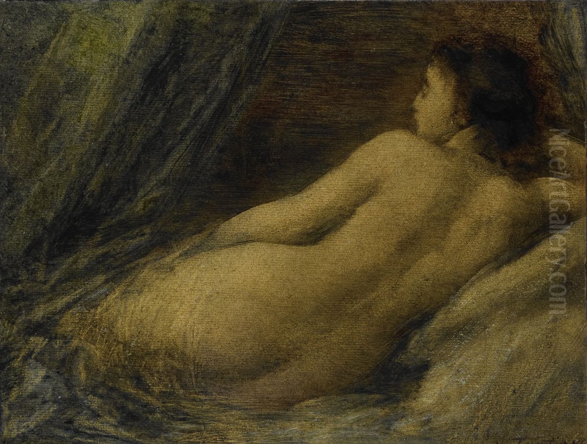Lying Naked Woman Oil Painting by Henri Fantin-Latour