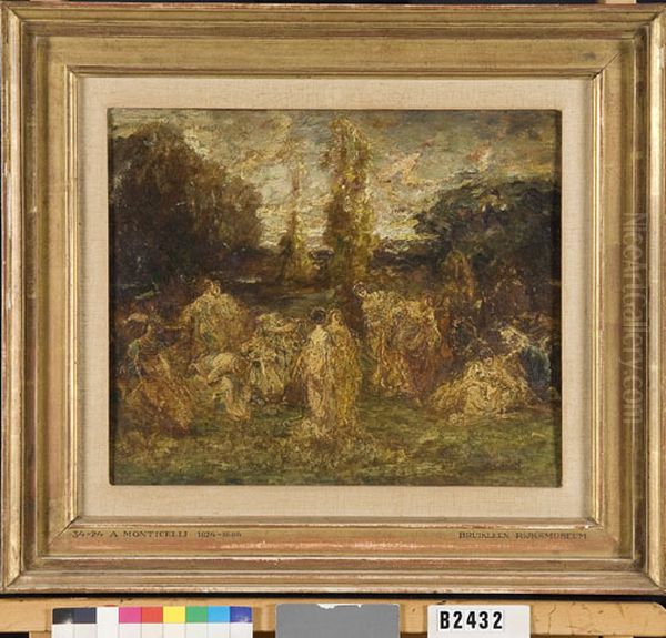 Vrouwen in een park Oil Painting by Adolphe Joseph Thomas Monticelli