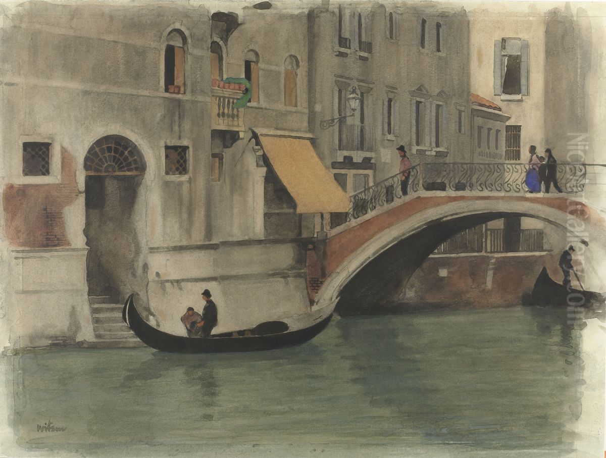 Brug over een kanaal te Venetie Oil Painting by Willem Witsen