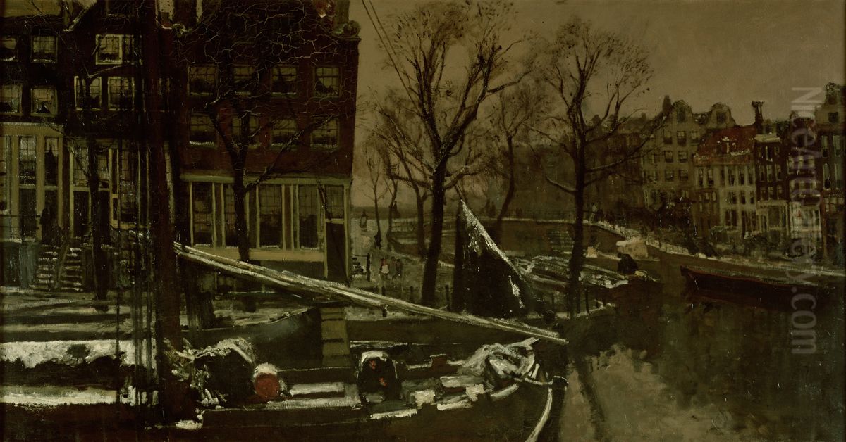 Winter in Amsterdam Oil Painting by George Hendrik Breitner
