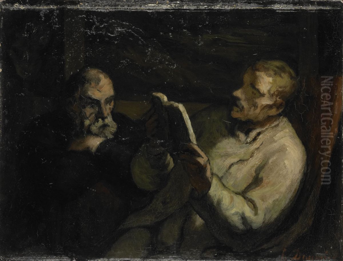 De voorlezing Oil Painting by Honore Daumier