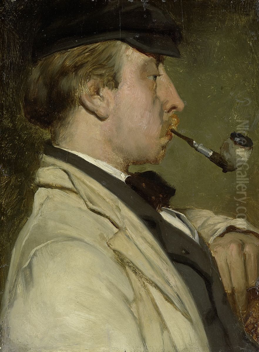 Portret van Ludwig Casimir ('Louis') Sierig (1834-1919), schilder Oil Painting by Matthijs Maris