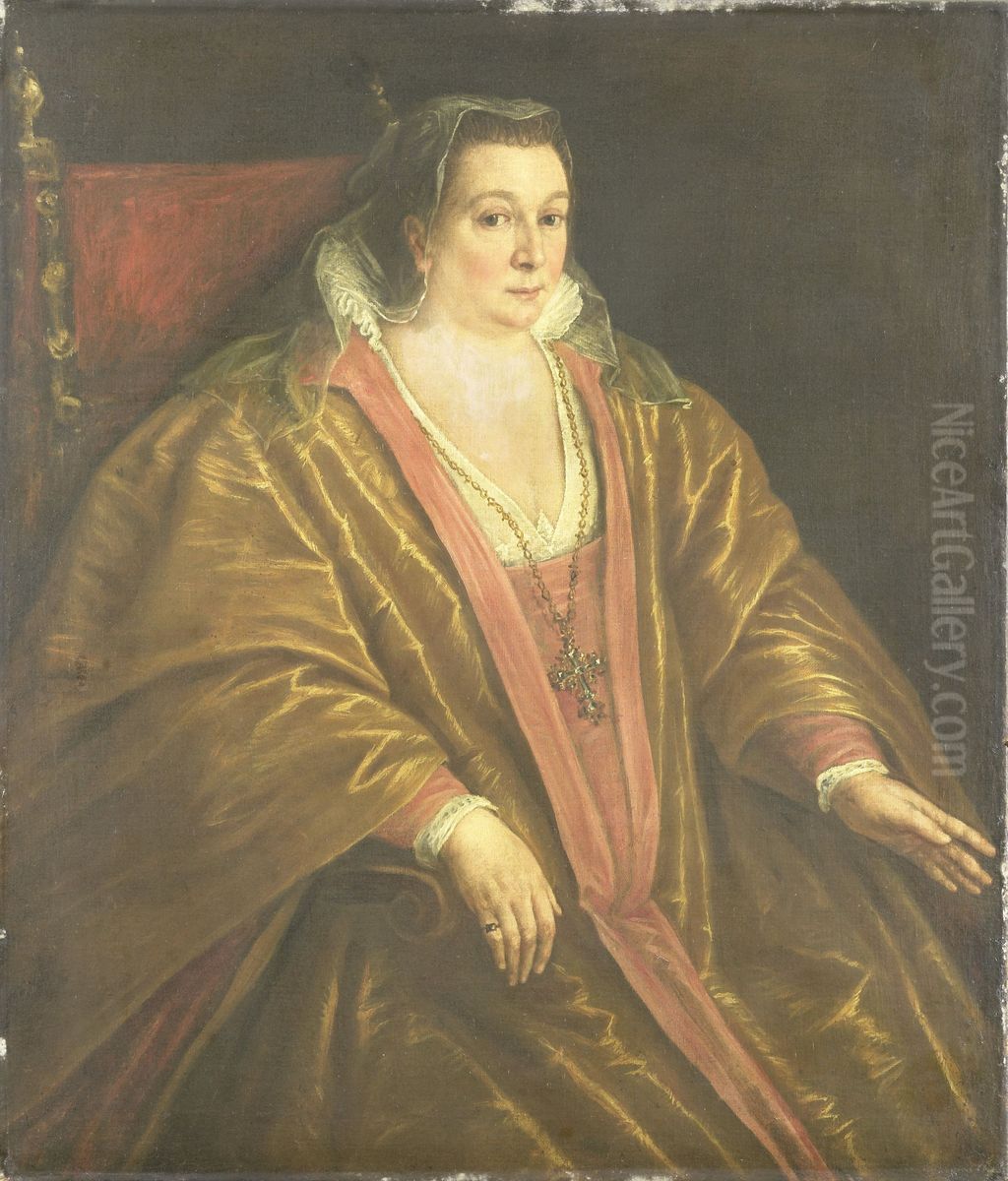 Portrait of a Woman, probably Morosina Morosini, Wife of Marino Grimani, the Doge of Venice Oil Painting by Leandro Bassanoand workshop