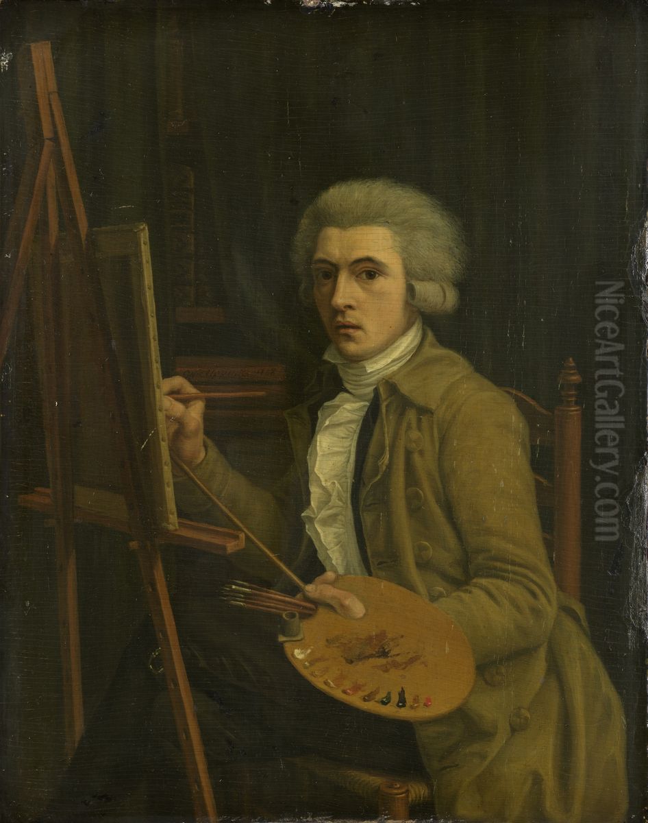Portret van een schilder, vermoedelijk de kunstenaar zelf Oil Painting by Willem Uppink