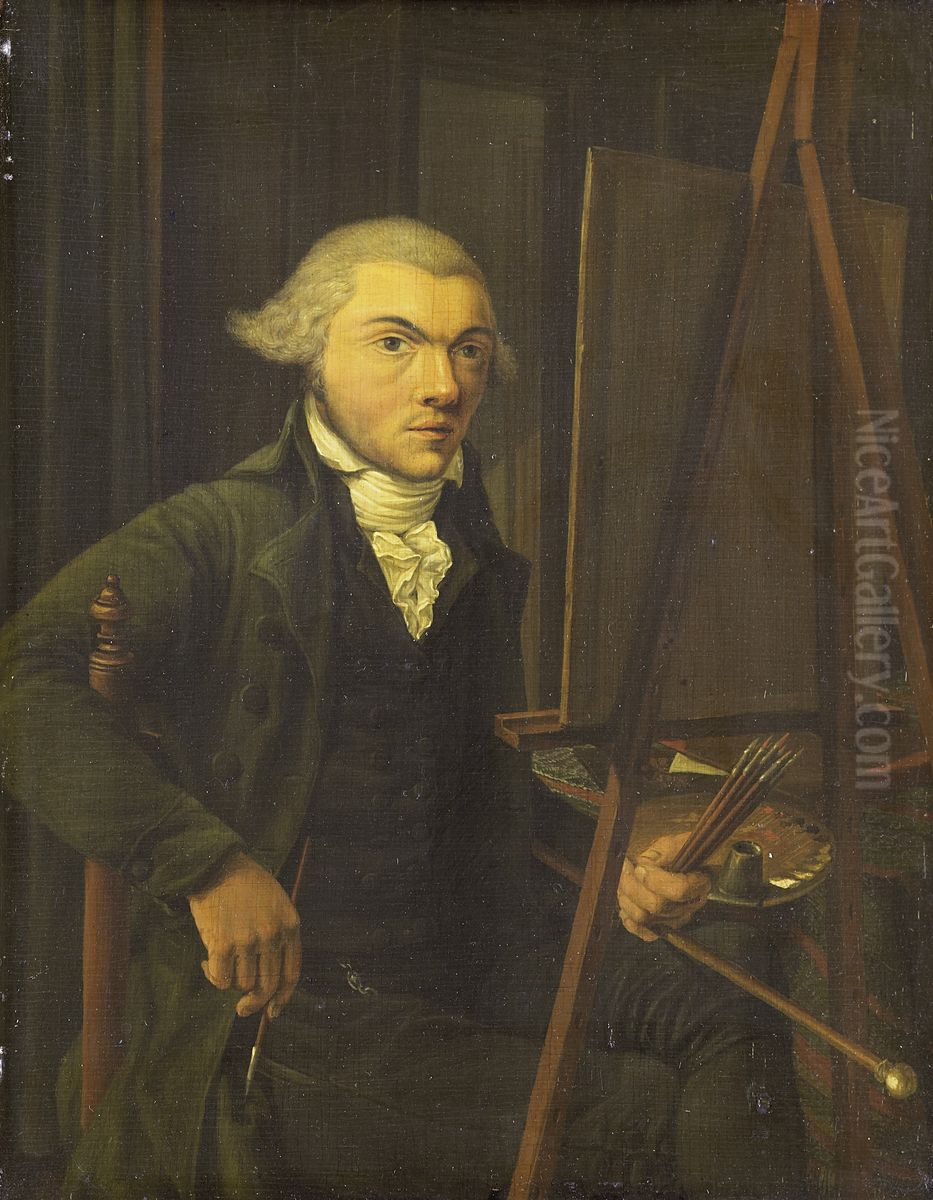 Portret van een schilder, vermoedelijk Harmanus Uppink (1765-91) Oil Painting by Willem Uppink