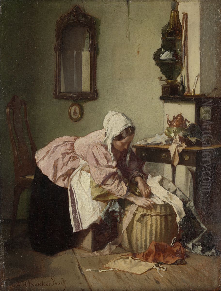 'The Rag Basket' Oil Painting by Alexander Hugo Bakker Korff