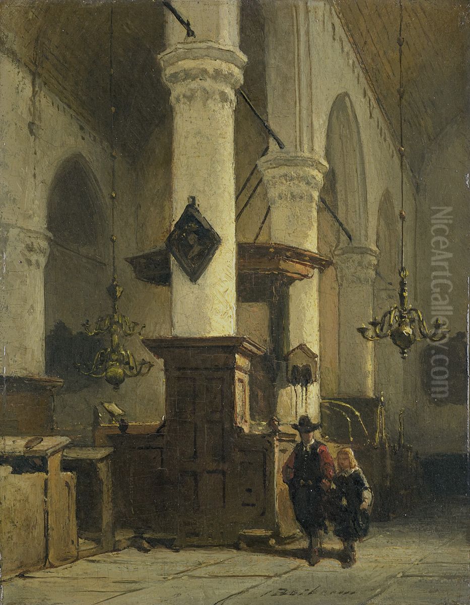 Church Interior Oil Painting by Johannes Bosboom