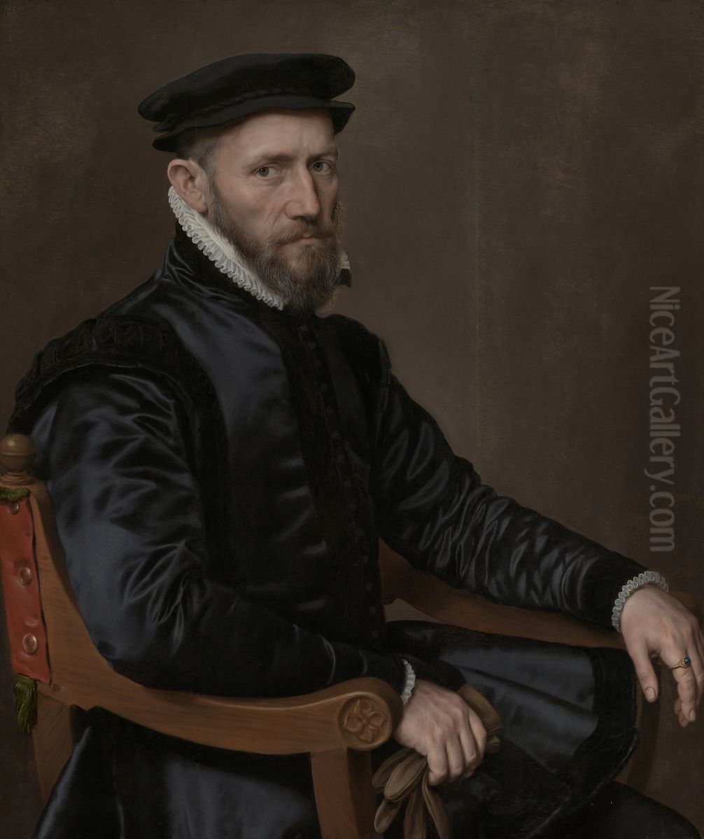 Portraits of Sir Thomas Gresham and Anne Fernely Oil Painting by Antonis Mor