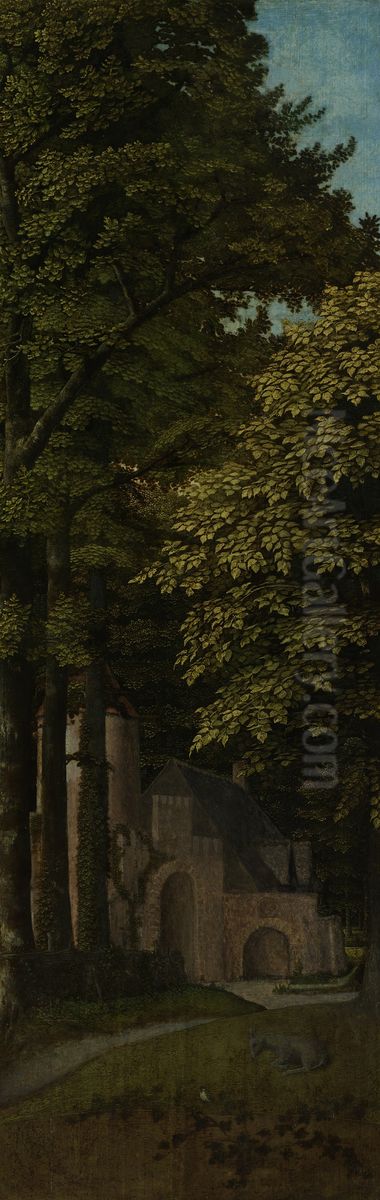 View in a Forest, Outer Left Wing of a Triptych Oil Painting by Gerard David