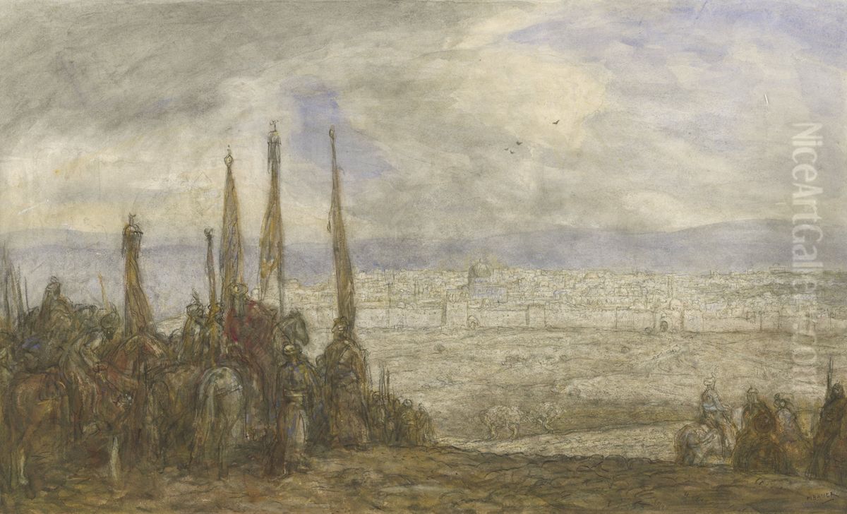 Turks leger voor Jeruzalem Oil Painting by Marius Bauer