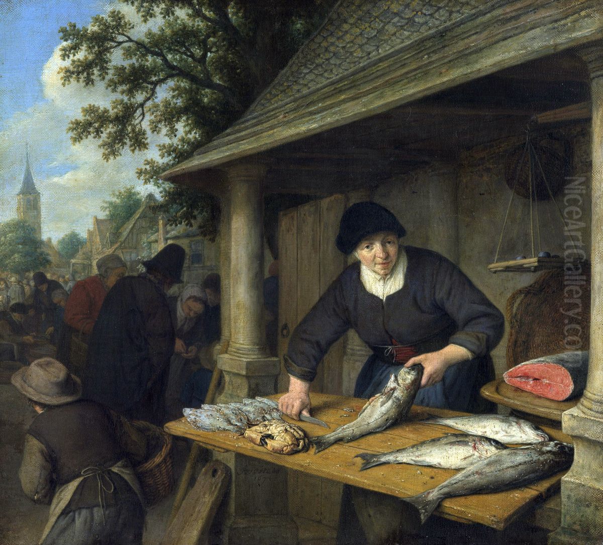 The Fishwife Oil Painting by Adriaen van Ostade