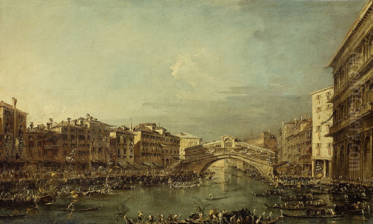 Regatta op het Canal Grande bij de Rialtobrug te Venetie Oil Painting by Francesco Guardi