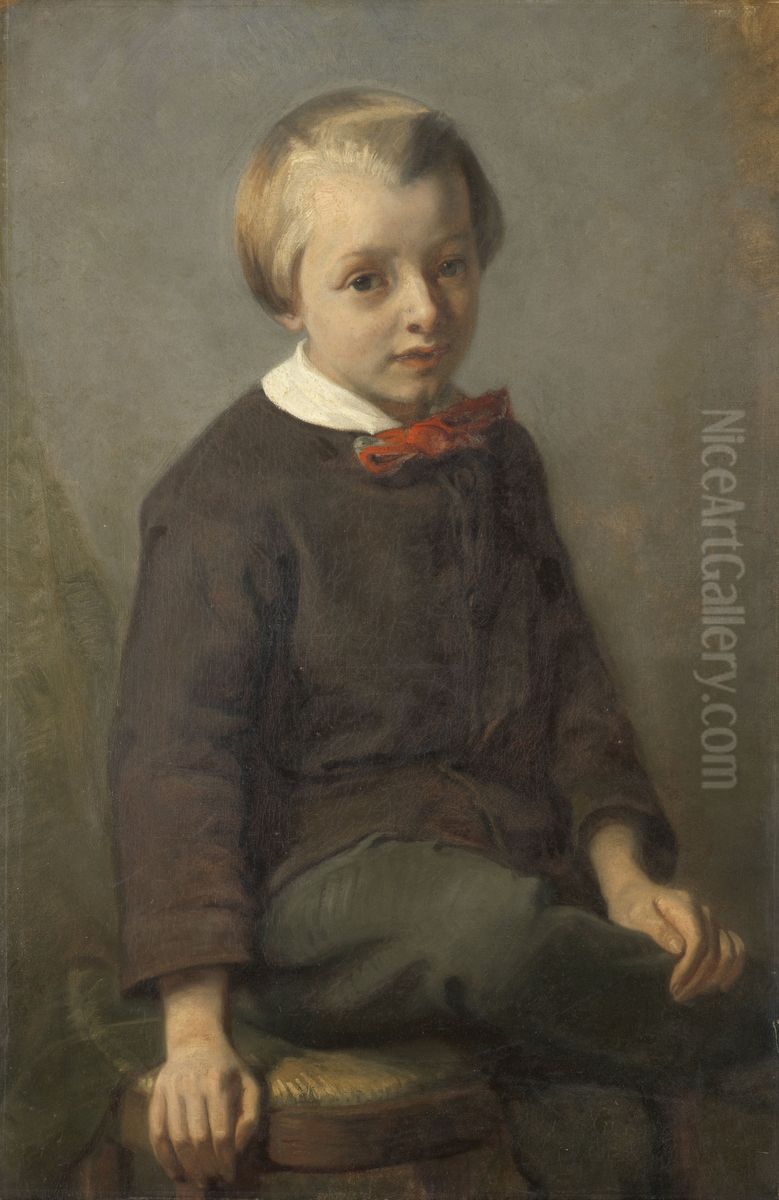 Portrait of a boy Oil Painting by August Allebe