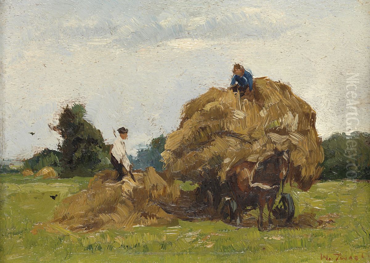 Hay Wagon Oil Painting by Willem de Zwart