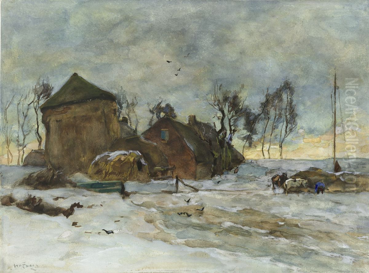Winter Landscape Oil Painting by Willem de Zwart