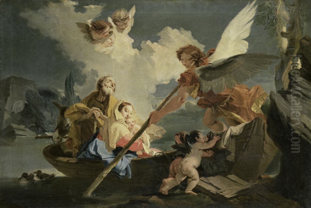 The Flight to Egypt Oil Painting by Giovanni Battista Tiepolo