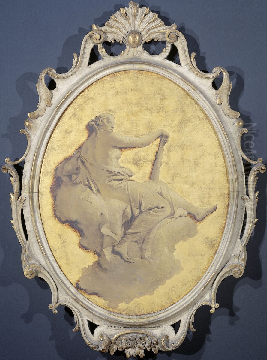 Allegorische vrouwenfiguur met een knots (wellicht Kracht) Oil Painting by Giovanni Battista Tiepolo