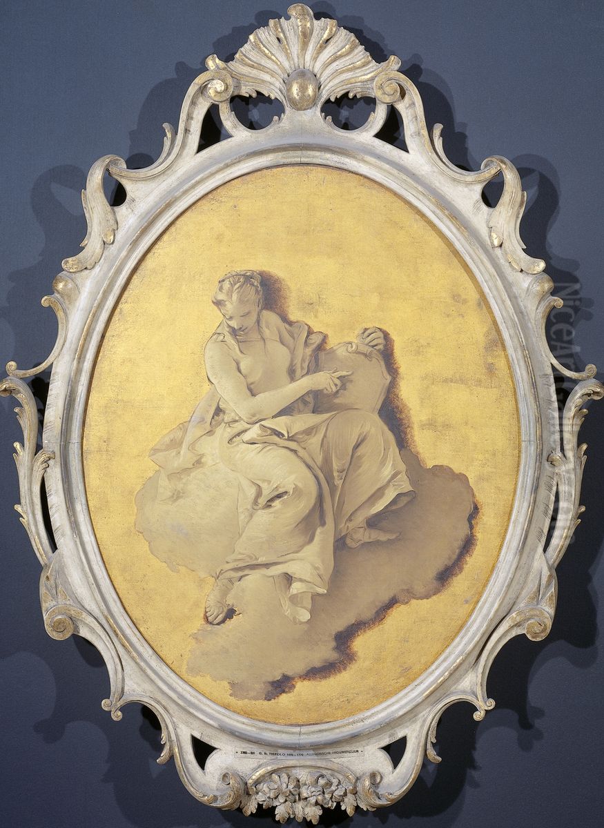Allegorische vrouwenfiguur met een schild of spiegel (wellicht Voorzichtigheid) Oil Painting by Giovanni Battista Tiepolo