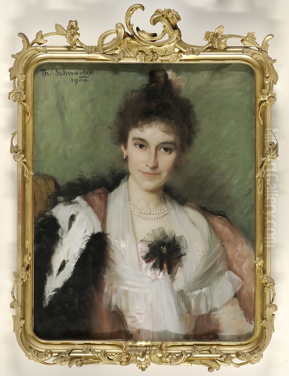 Amelia Eliza van Leeuwen (1862-1923). Echtgenote van Christiaan Bernard Tilanus, chirurg en orthopedist te Amsterdam Oil Painting by Therese Schwartze