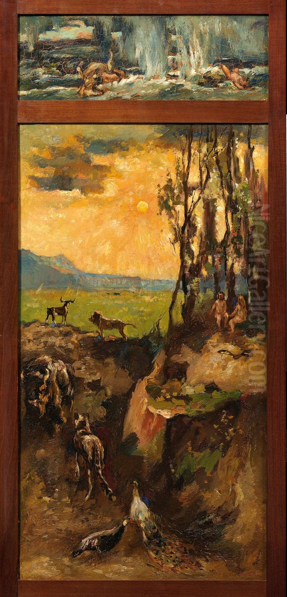 Adam en Eva in het paradijs Oil Painting by Willem de Zwart