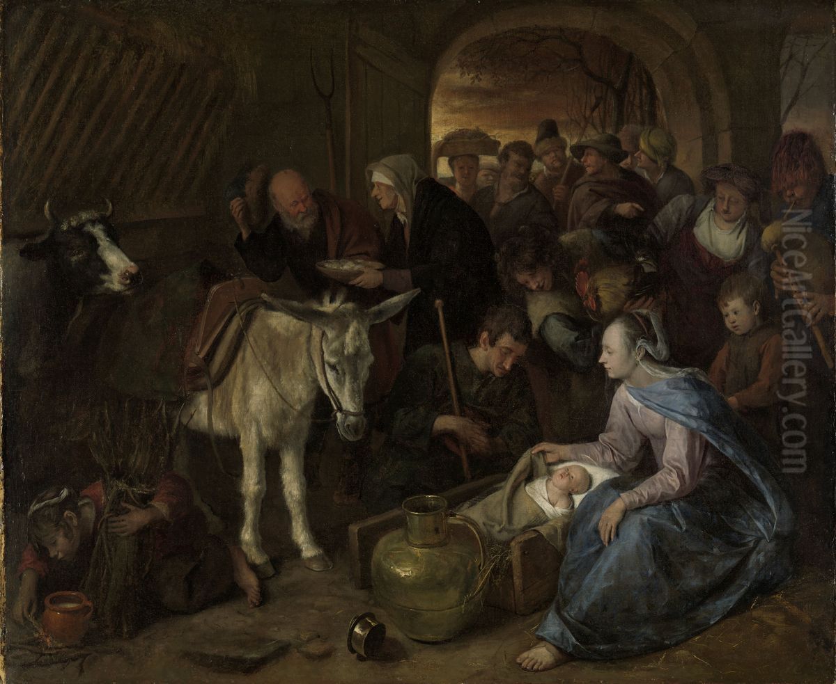 De aanbidding der herders Oil Painting by Jan Steen
